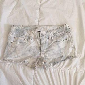 Light Gray and White American Eagle Cut Off Shorts